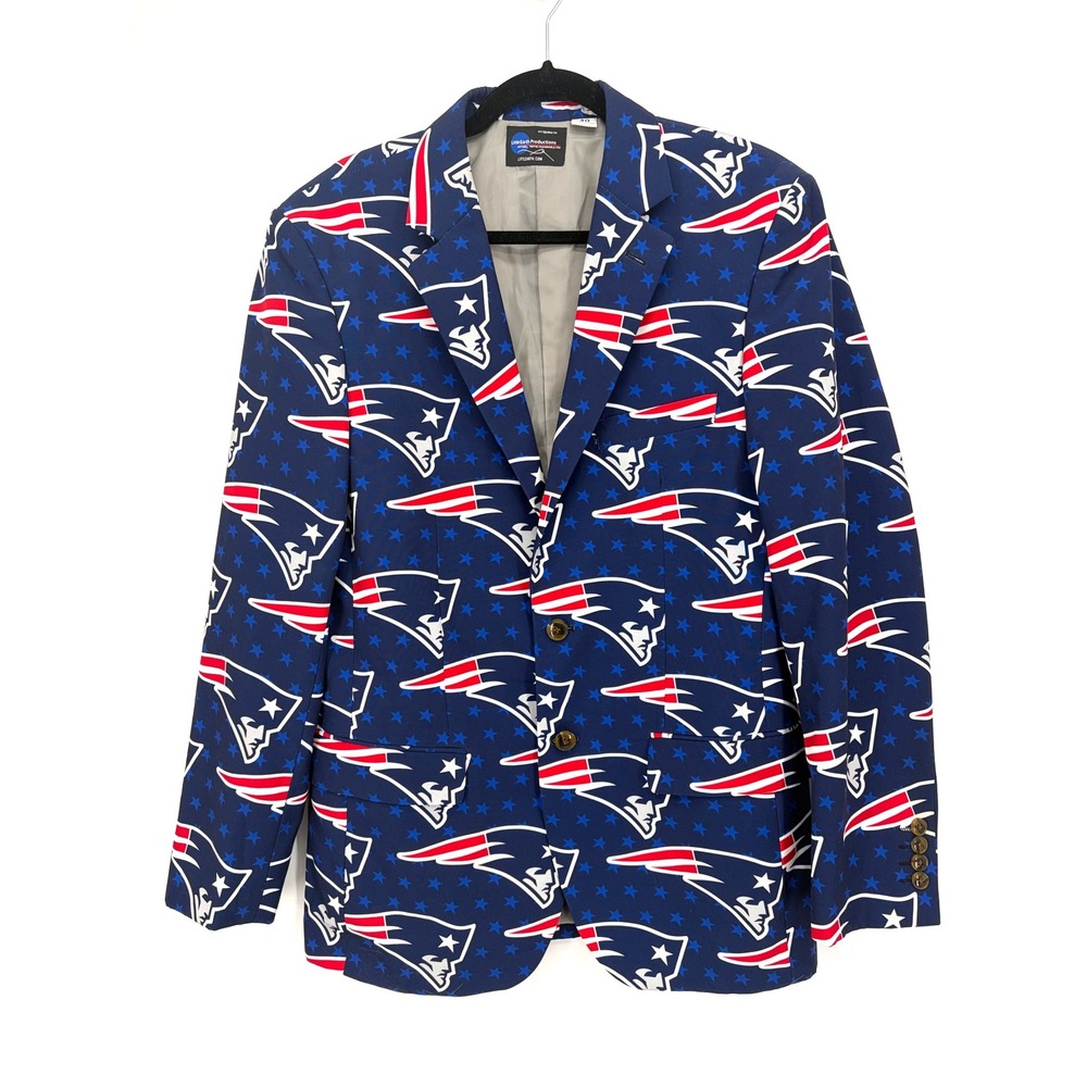 New England Patriots Little Earth Productions NFL AOP Blazer Men Size 40 Jacket